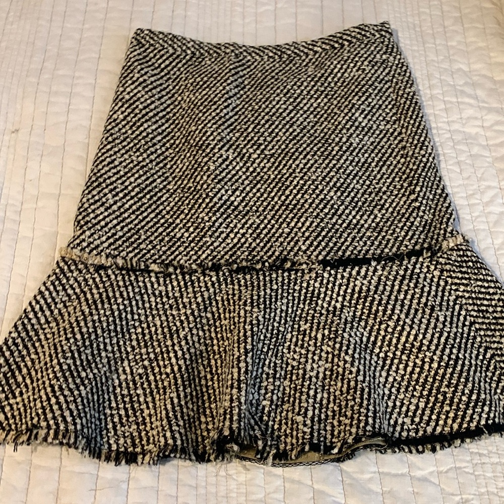 Tweed J Crew Flared Skirt with Metallic Details Size 4